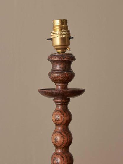 Vintage oak bobbin table lamp