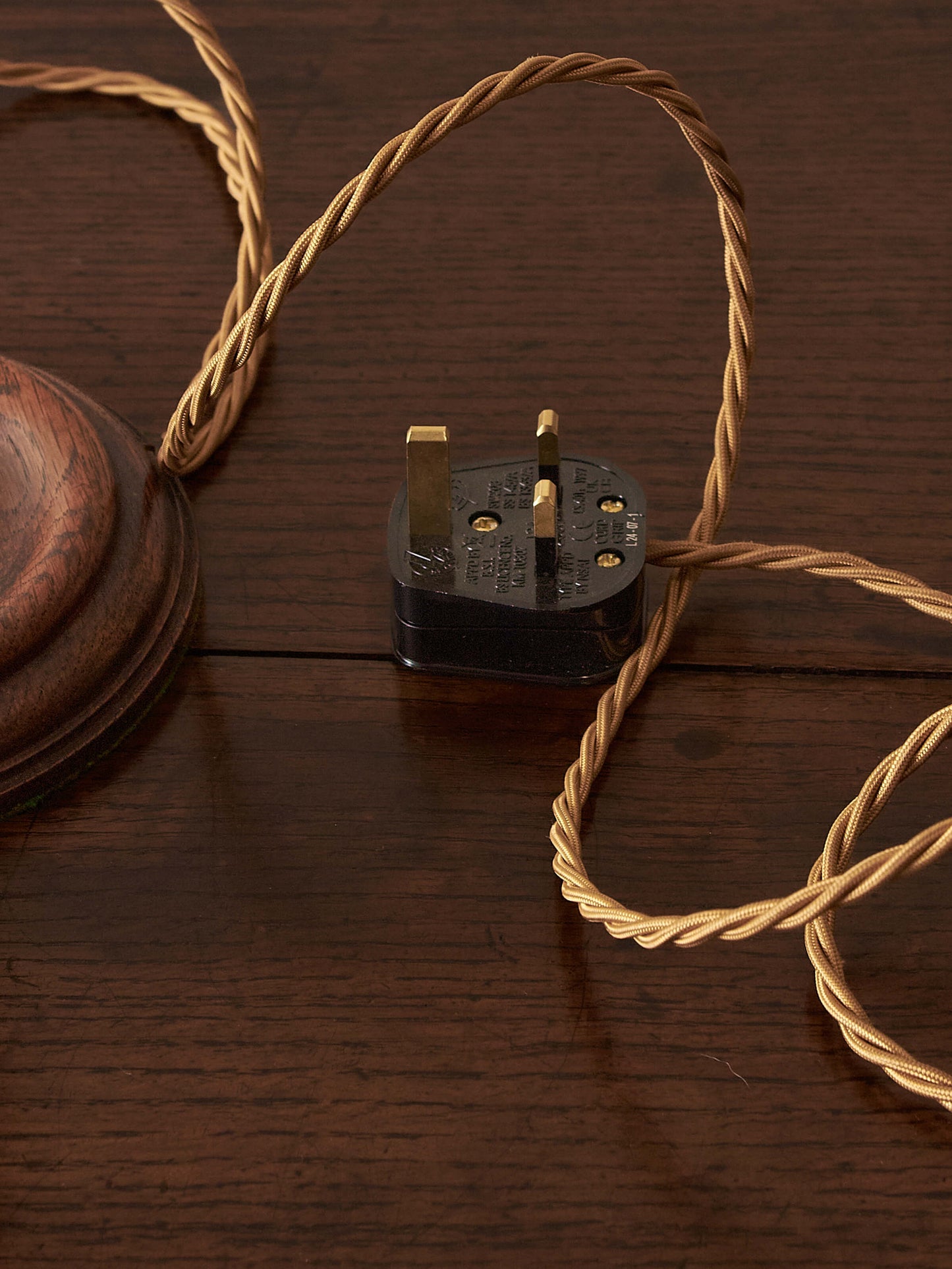 Vintage oak bobbin table lamp