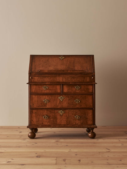 William and Mary walnut cross-banded bureau