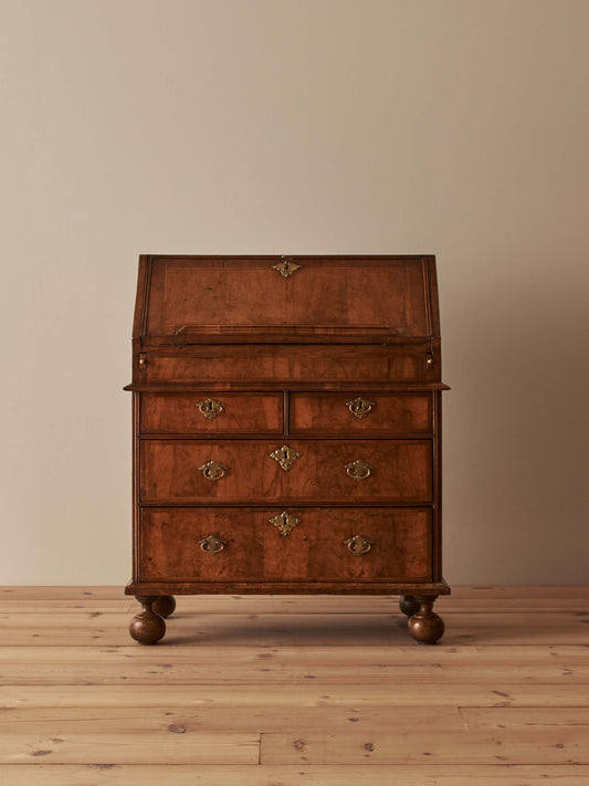 William and Mary walnut cross-banded bureau
