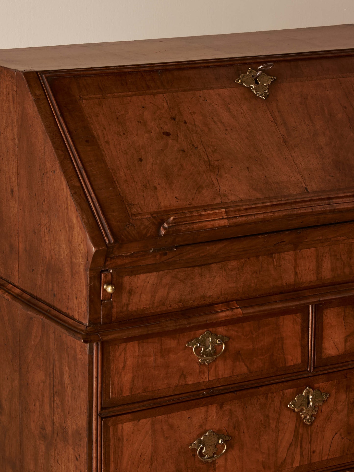 William and Mary walnut cross-banded bureau