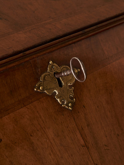 William and Mary walnut cross-banded bureau