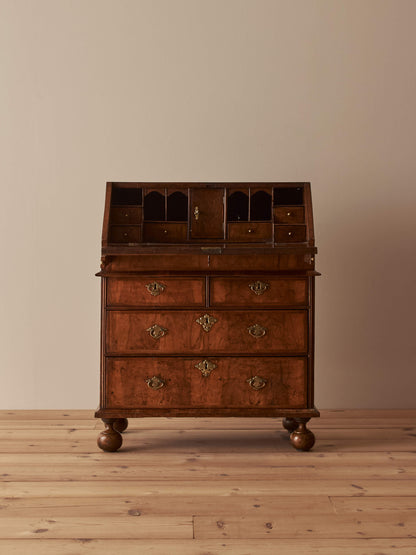 William and Mary walnut cross-banded bureau