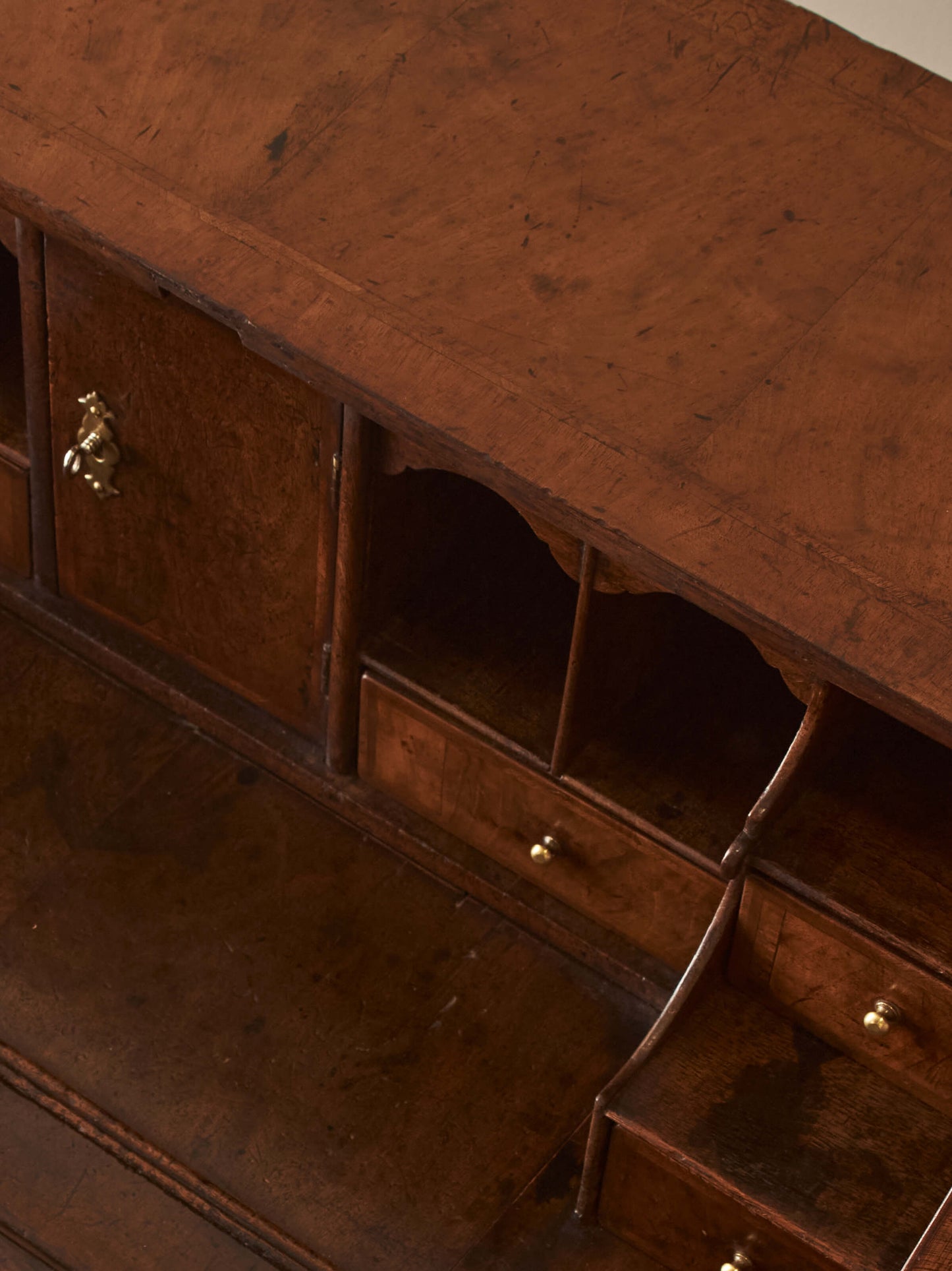 William and Mary walnut cross-banded bureau