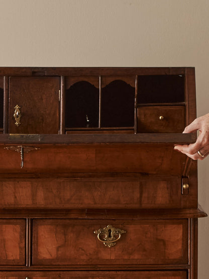 William and Mary walnut cross-banded bureau