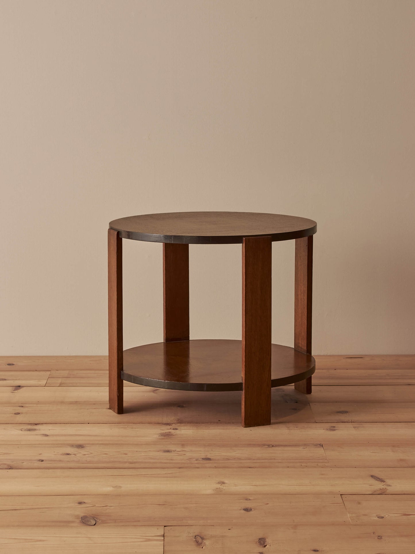 Mid-century oak and walnut two-tiered side table
