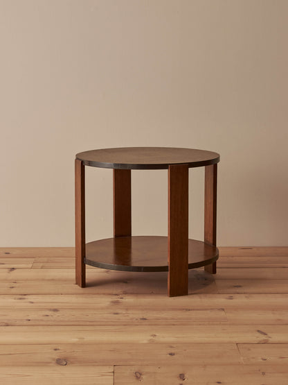 Mid-century oak and walnut two-tiered side table