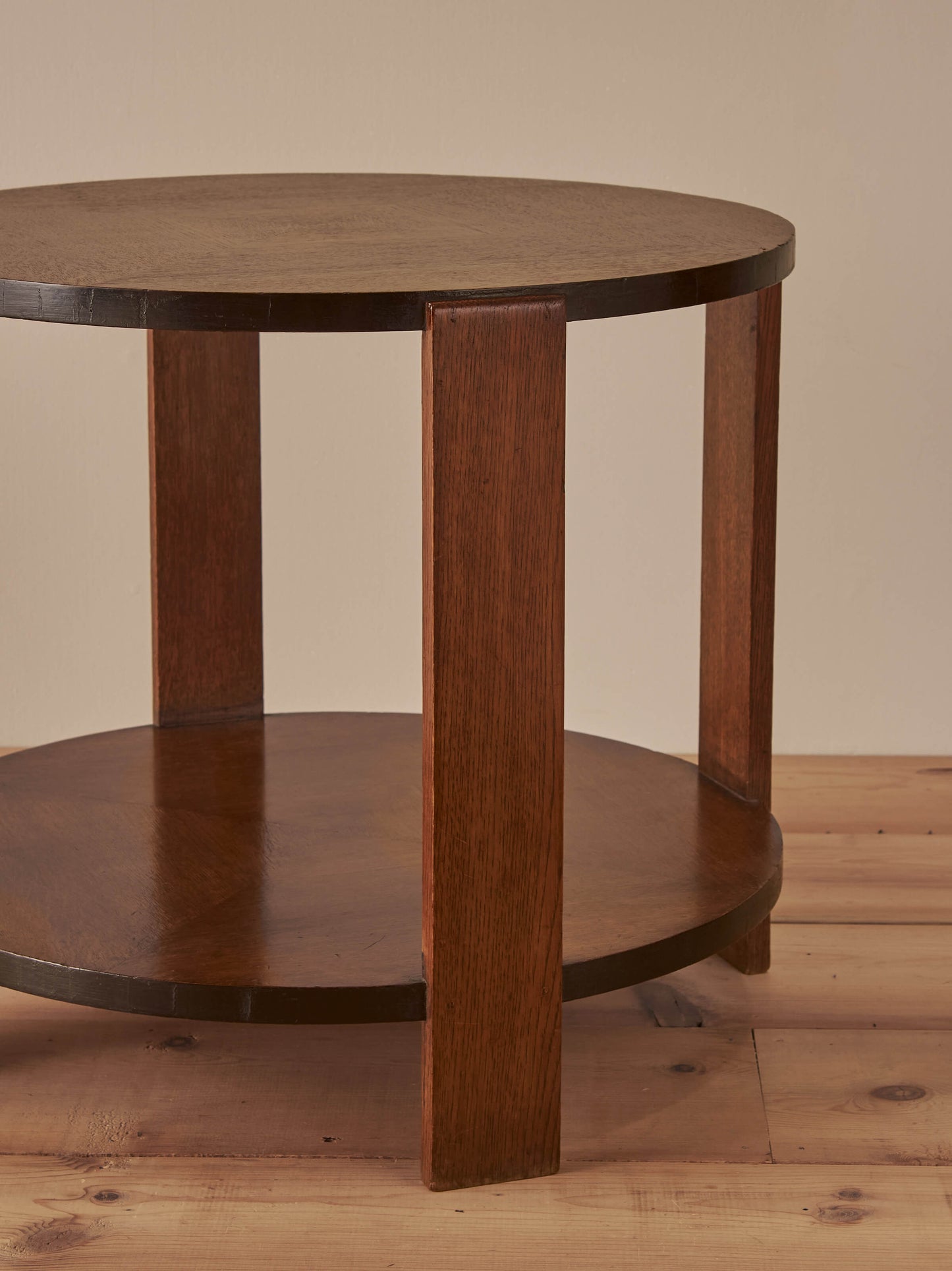 Mid-century oak and walnut two-tiered side table