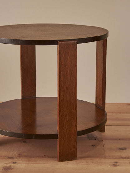 Mid-century oak and walnut two-tiered side table
