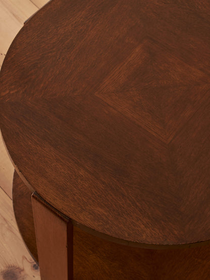 Mid-century oak and walnut two-tiered side table