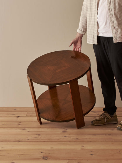 Mid-century oak and walnut two-tiered side table