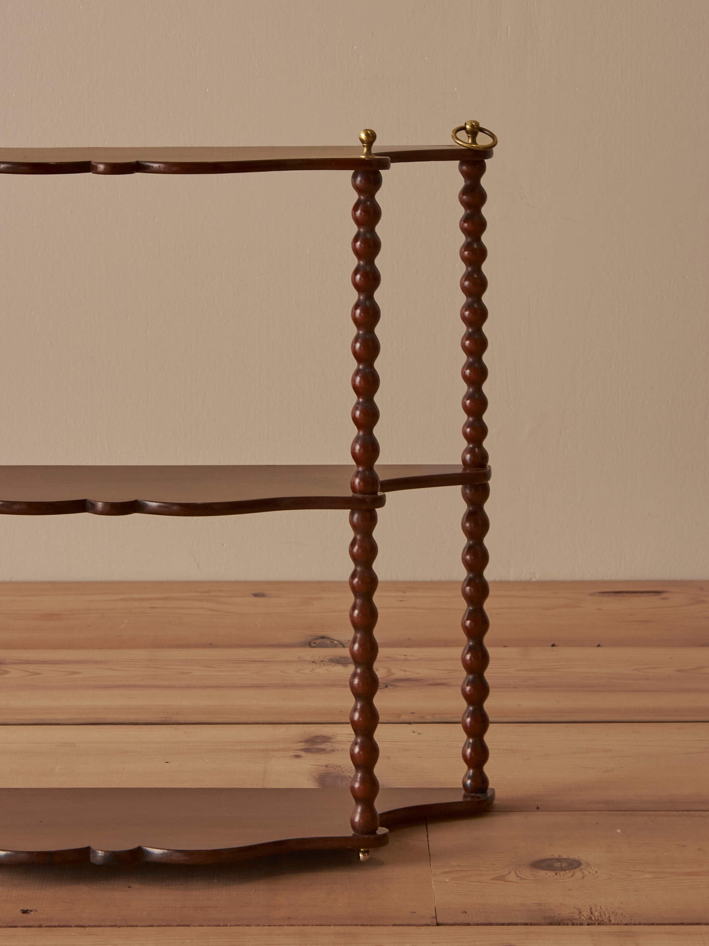 Antique mahogany bobbin wall-hung shelf