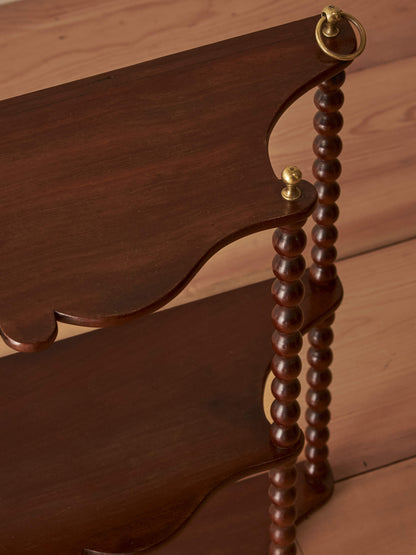 Antique mahogany bobbin wall-hung shelf