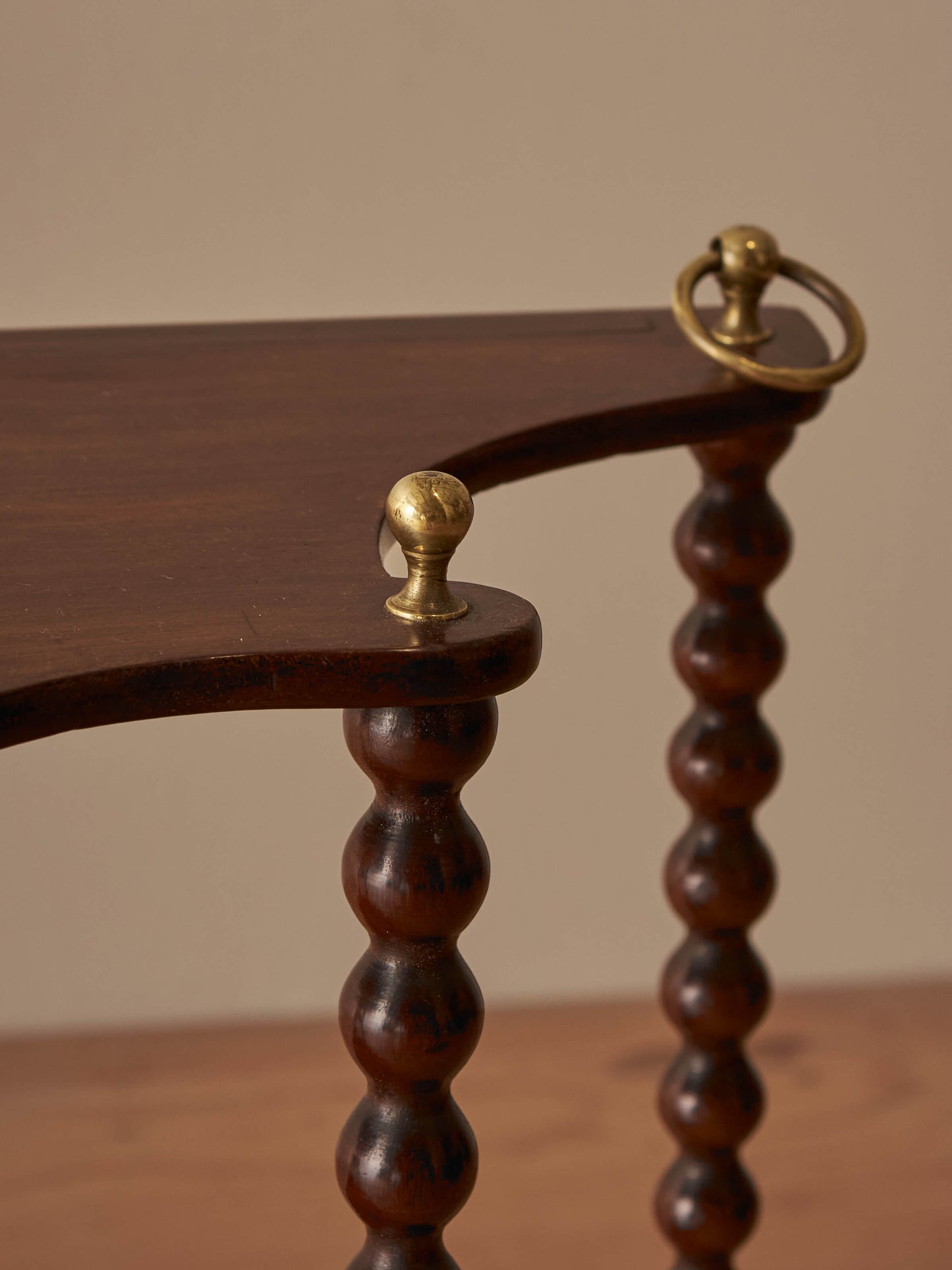 Antique mahogany bobbin wall-hung shelf
