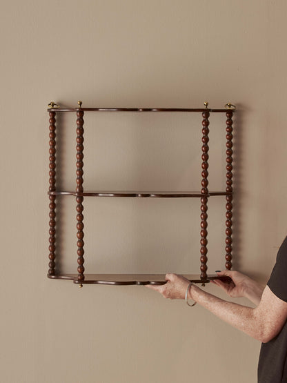 Antique mahogany bobbin wall-hung shelf