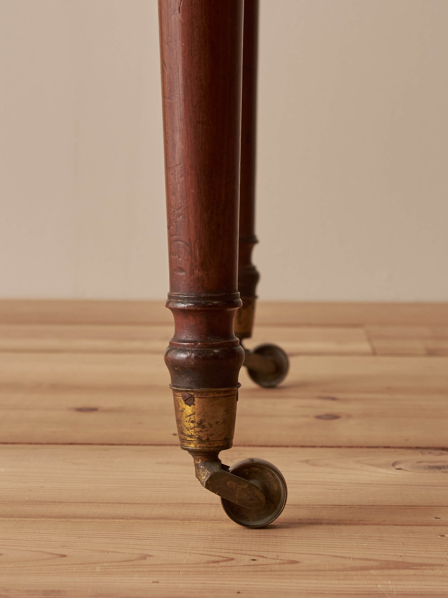 Regency mahogany desk on brass castors
