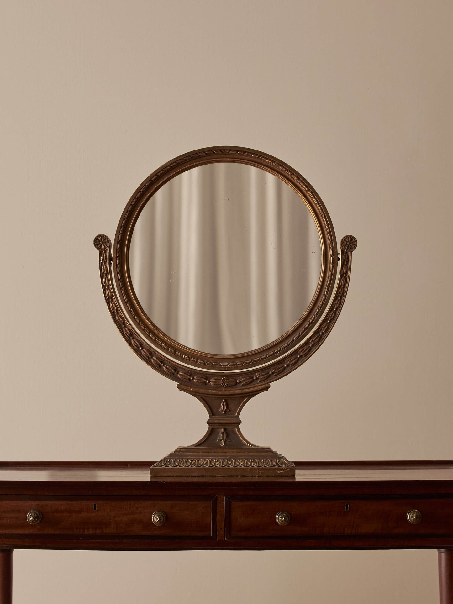 Antique gilded gesso table-top mirror