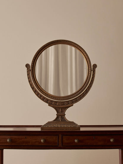Antique gilded gesso table-top mirror