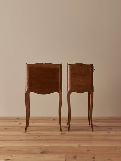 Pair of blonde oak-veneer vintage bedside tables