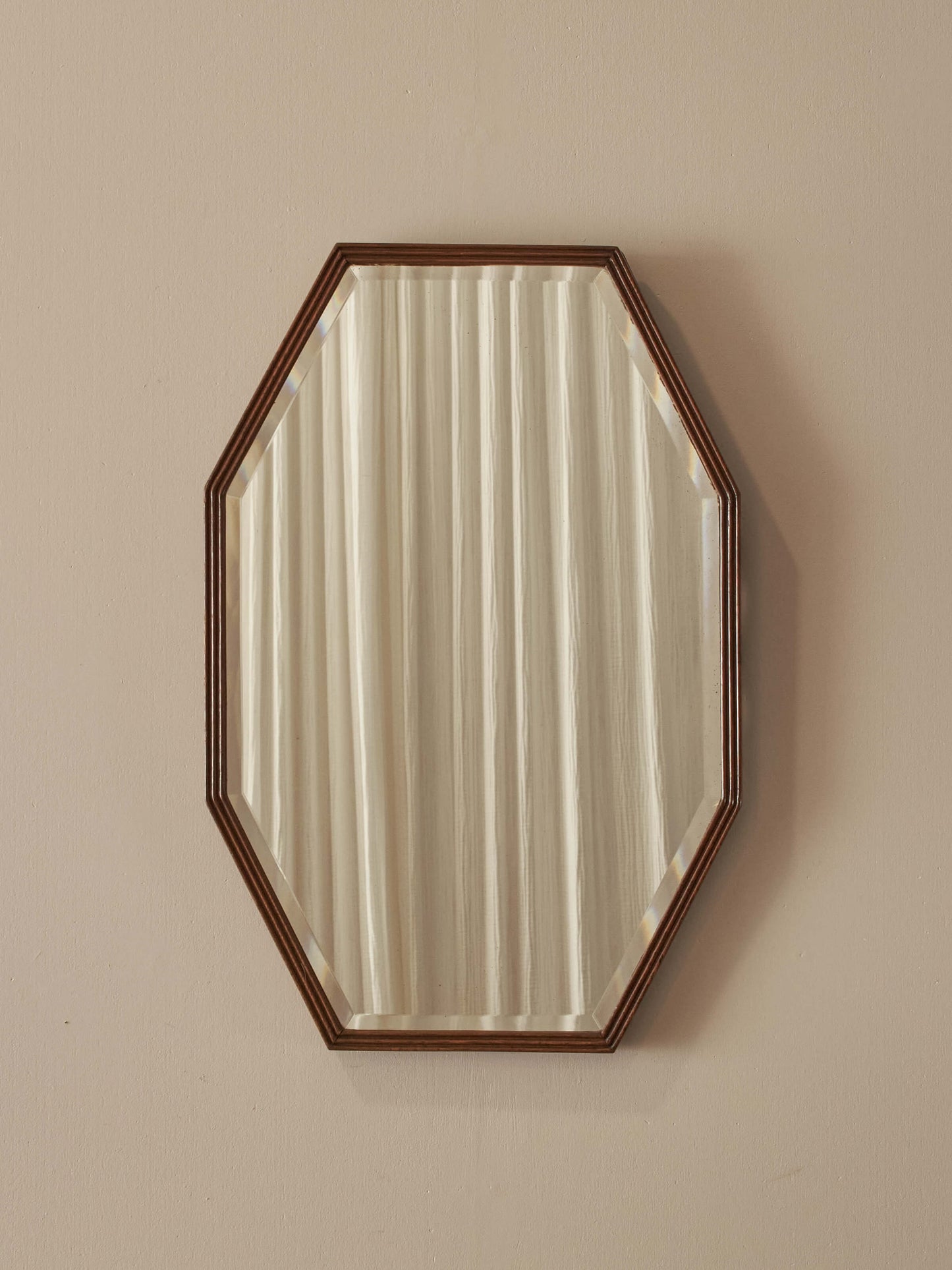 Edwardian reeded octagonal bevelled mirror