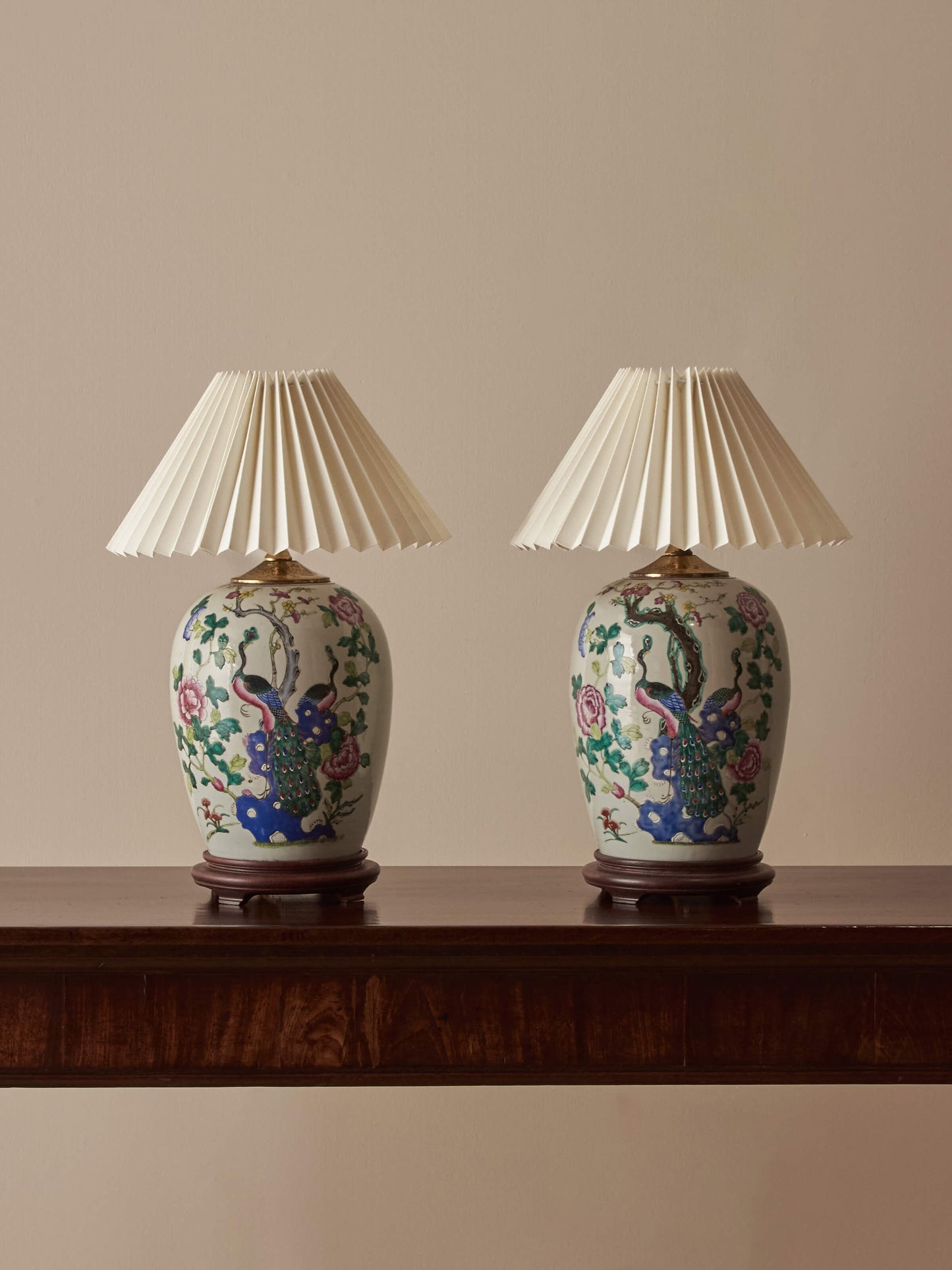 Pair of antique ceramic table lamps