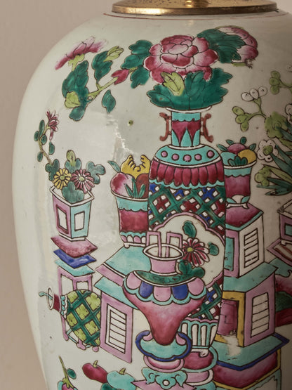 Pair of antique ceramic table lamps