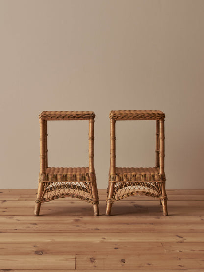 Pair of vintage wicker side tables