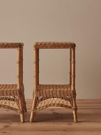 Pair of vintage wicker side tables