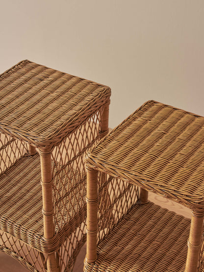 Pair of vintage wicker side tables