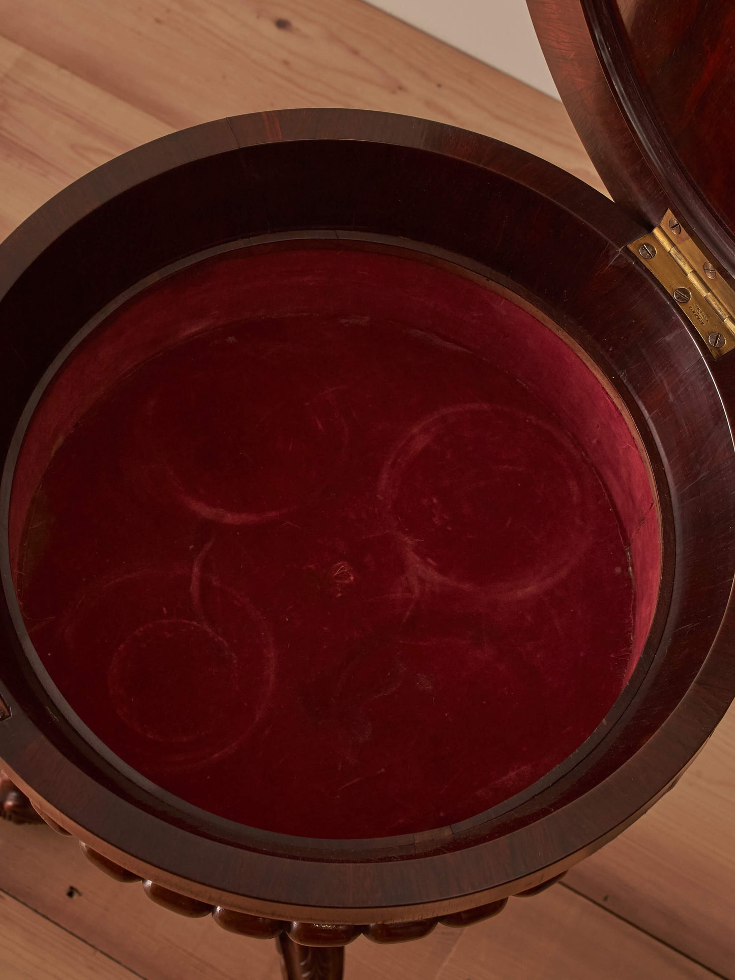 Regency rosewood teapoy table on castors