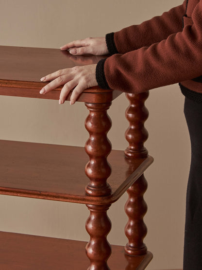 Victorian mahogany bobbin shelving unit