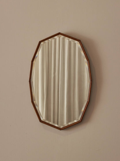 Antique oak dodecagon bevelled mirror