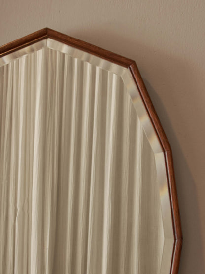 Antique oak dodecagon bevelled mirror