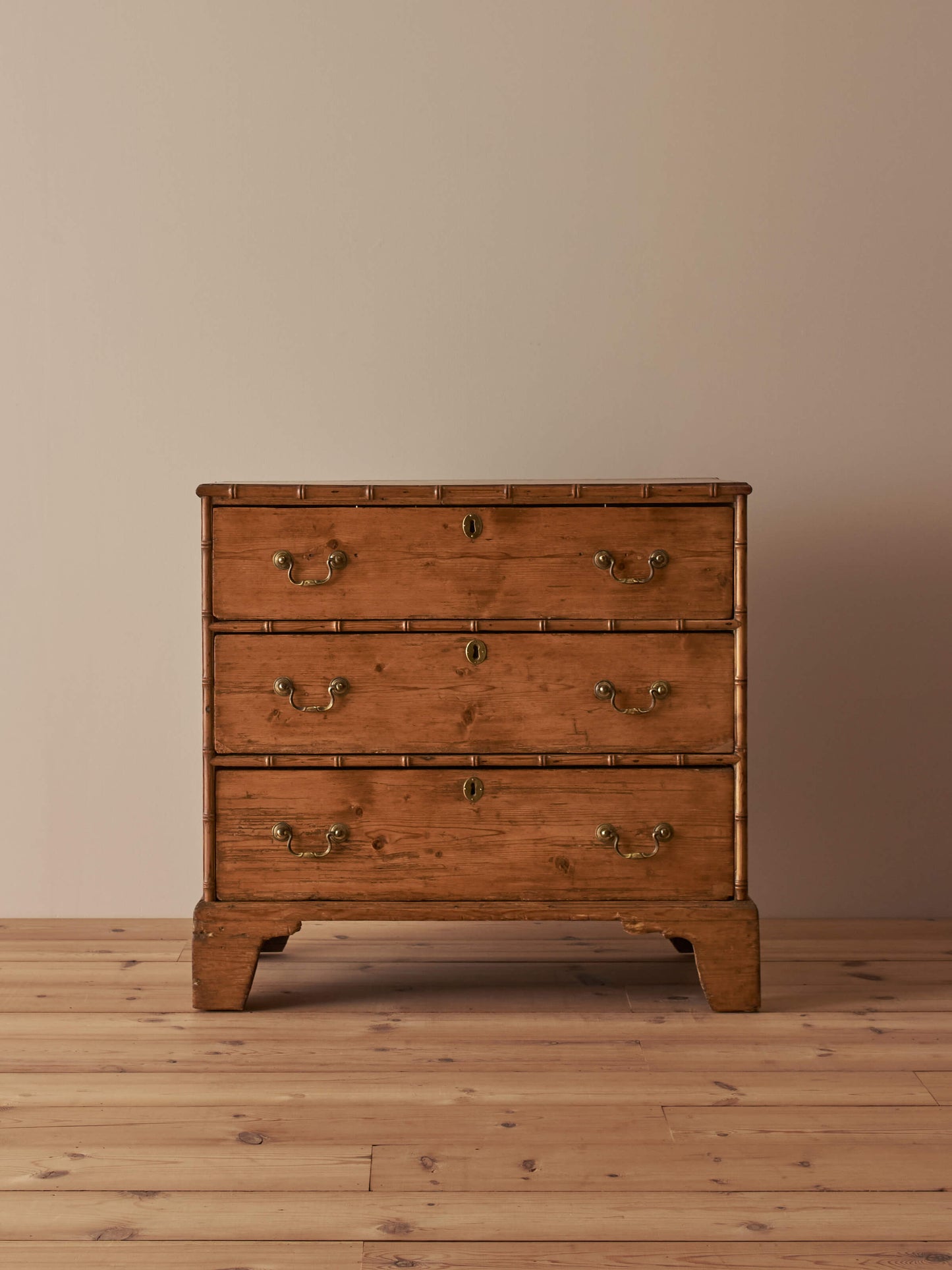 Regency faux bamboo pine chest of drawers