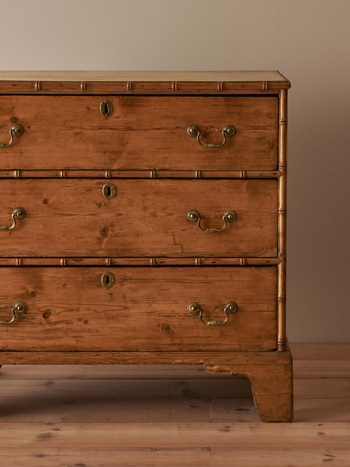 Regency faux bamboo pine chest of drawers