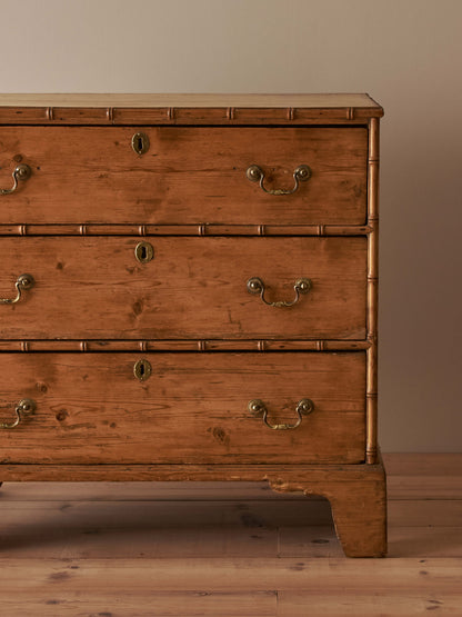 Regency faux bamboo pine chest of drawers