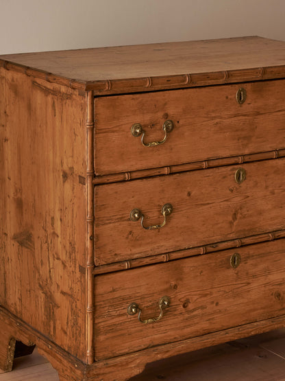Regency faux bamboo pine chest of drawers