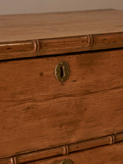 Regency faux bamboo pine chest of drawers