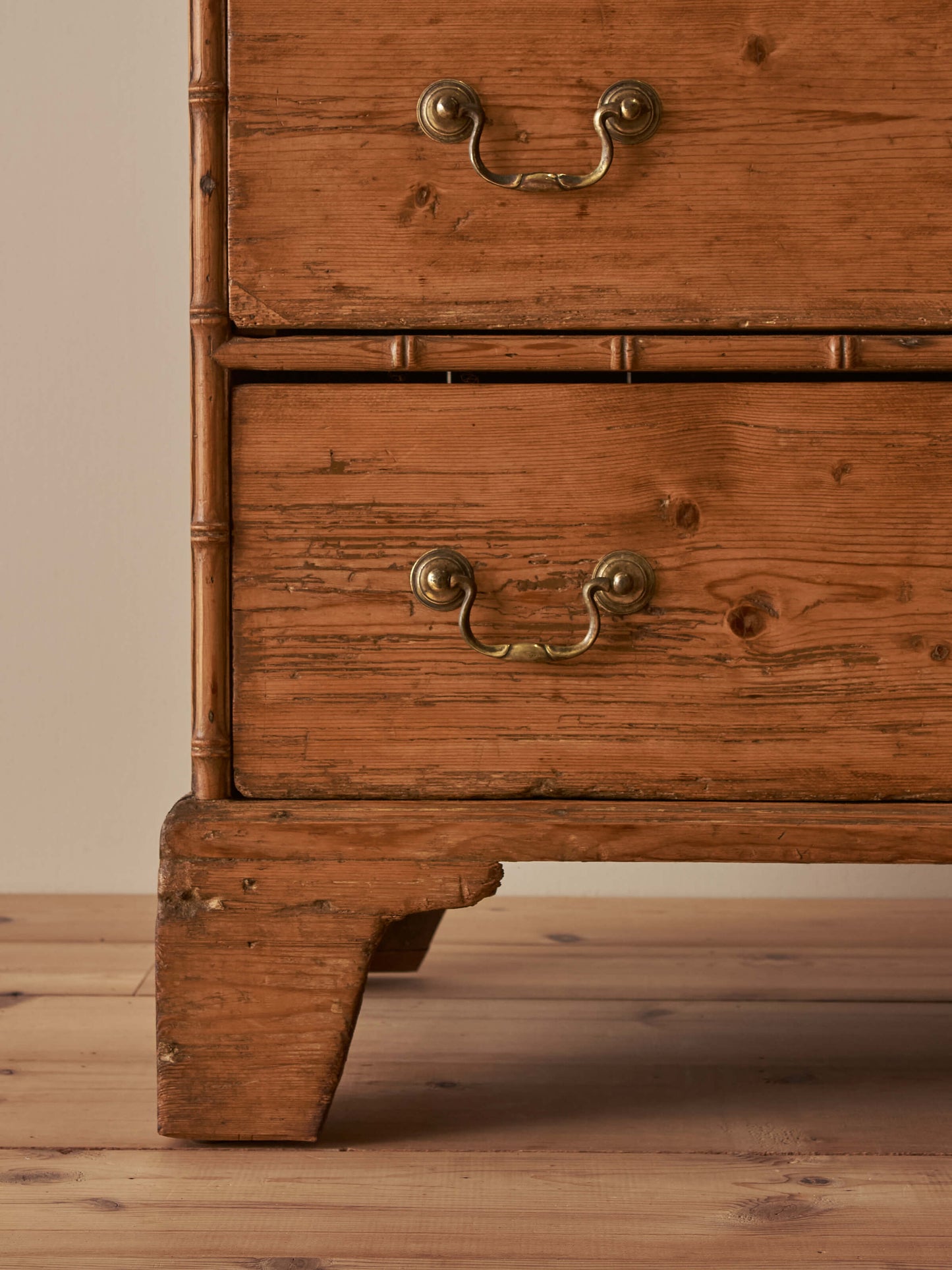 Regency faux bamboo pine chest of drawers