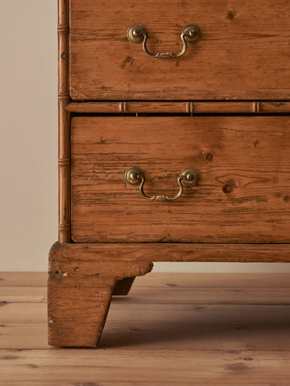 Regency faux bamboo pine chest of drawers
