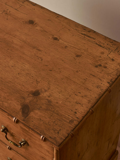 Regency faux bamboo pine chest of drawers