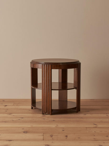 Mid-century mahogany circular reeded table