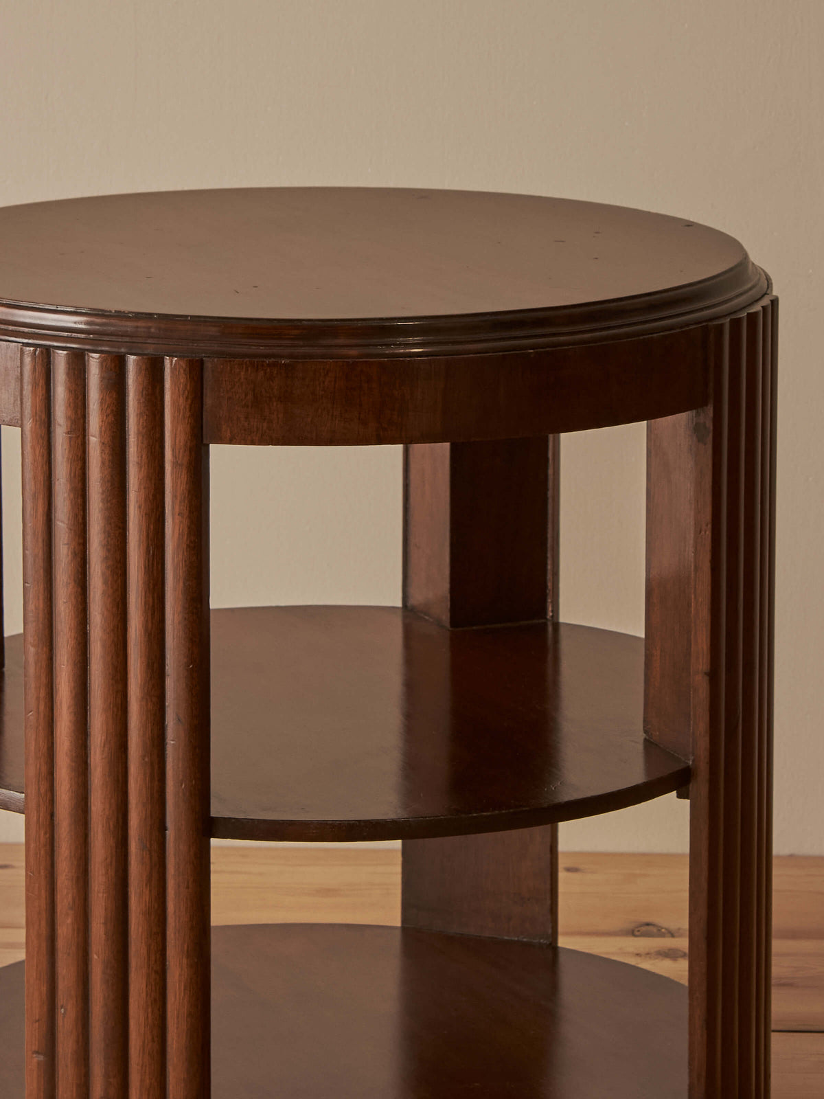 Mid-century mahogany circular reeded table