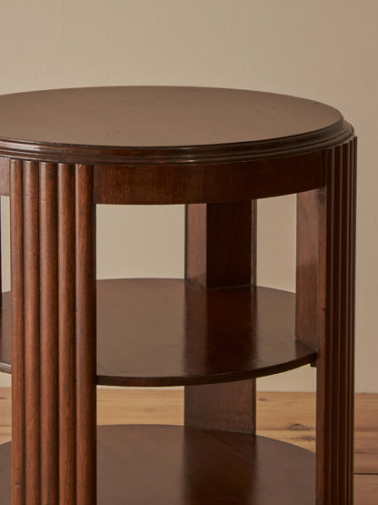 Mid-century mahogany circular reeded table
