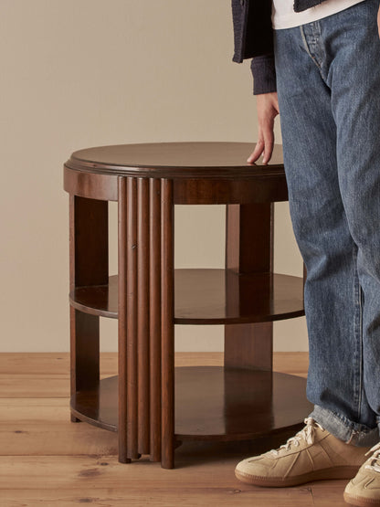 Mid-century mahogany circular reeded table