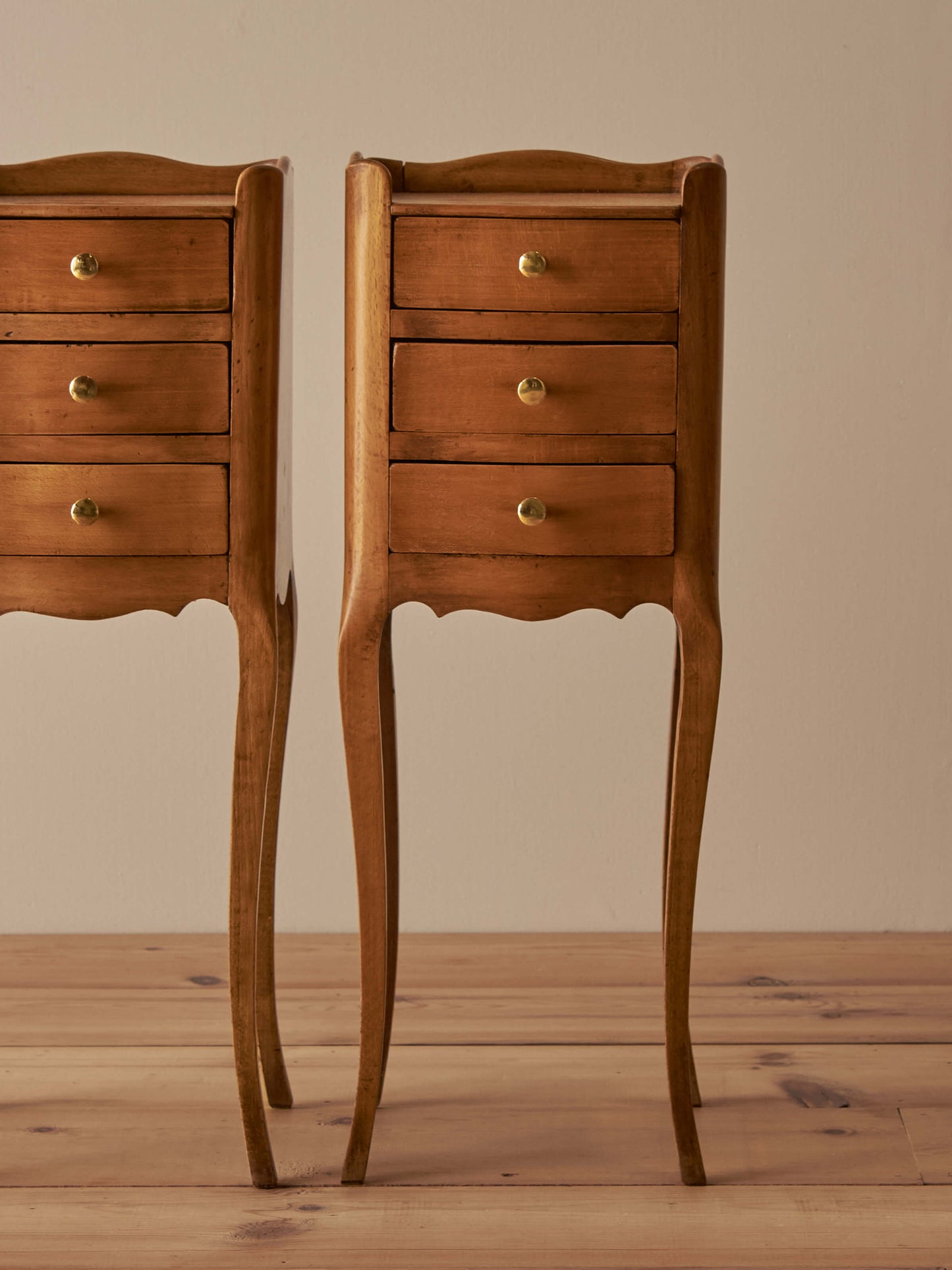 Pair of French vintage petite bedside tables
