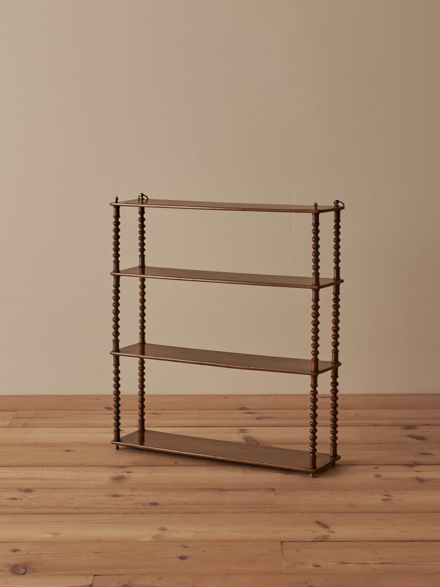 French mahogany bobbin wall-hung shelf