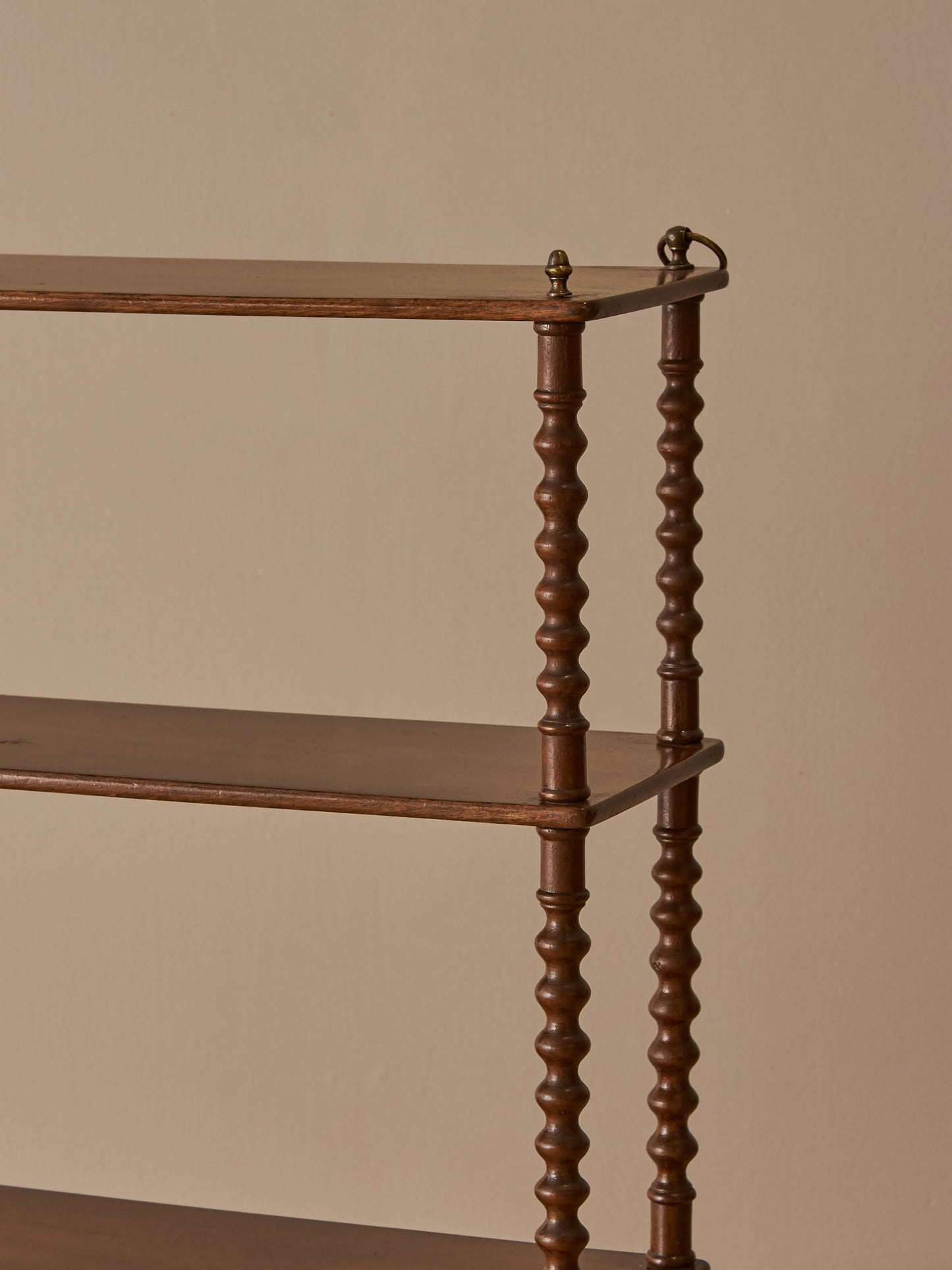 French mahogany bobbin wall-hung shelf