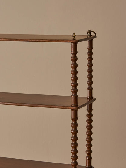 French mahogany bobbin wall-hung shelf