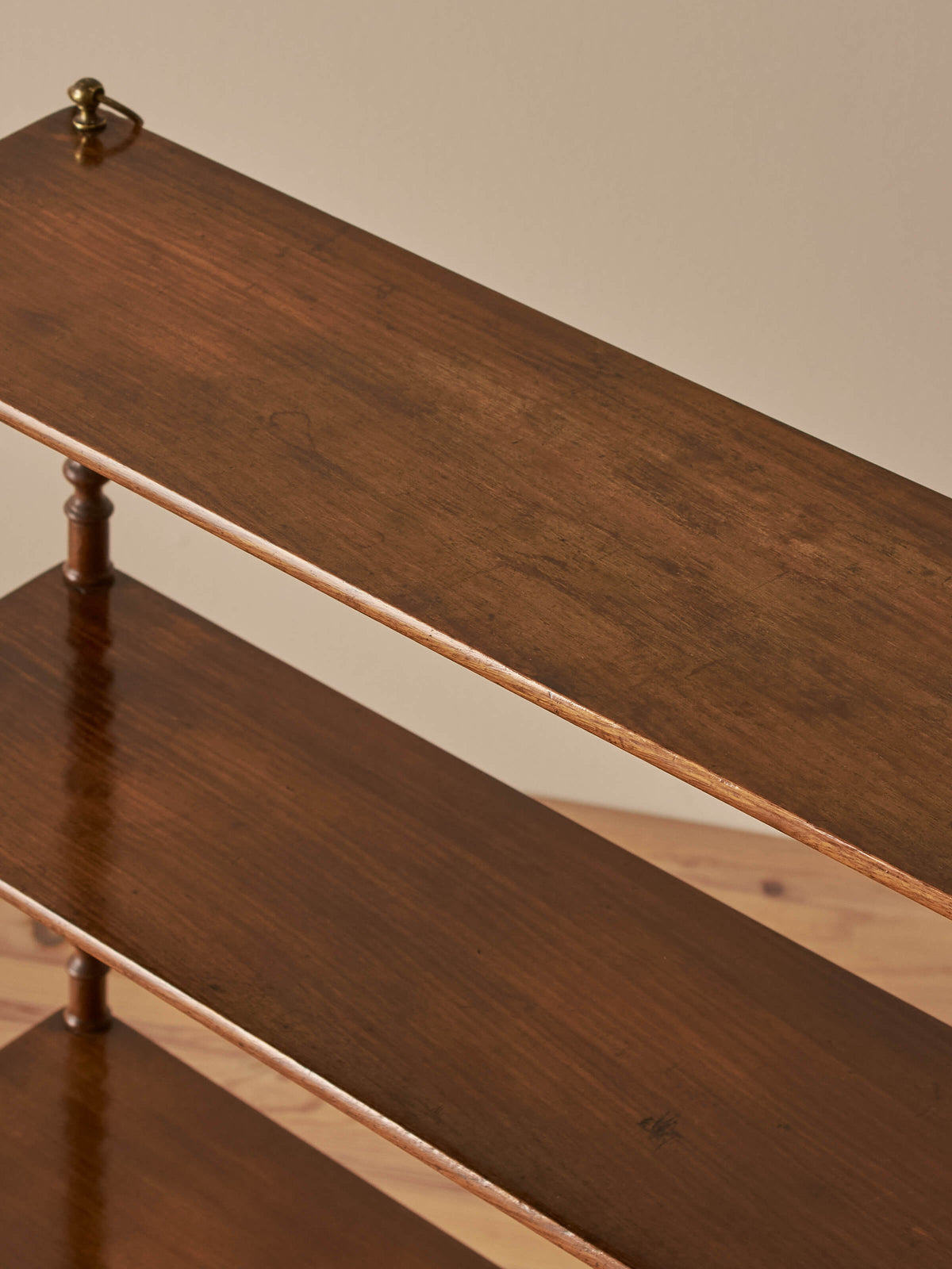 French mahogany bobbin wall-hung shelf